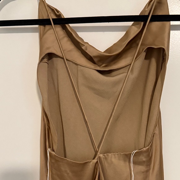 Significant Other Elegant Tan Satin Dress - Picture 3 of 8